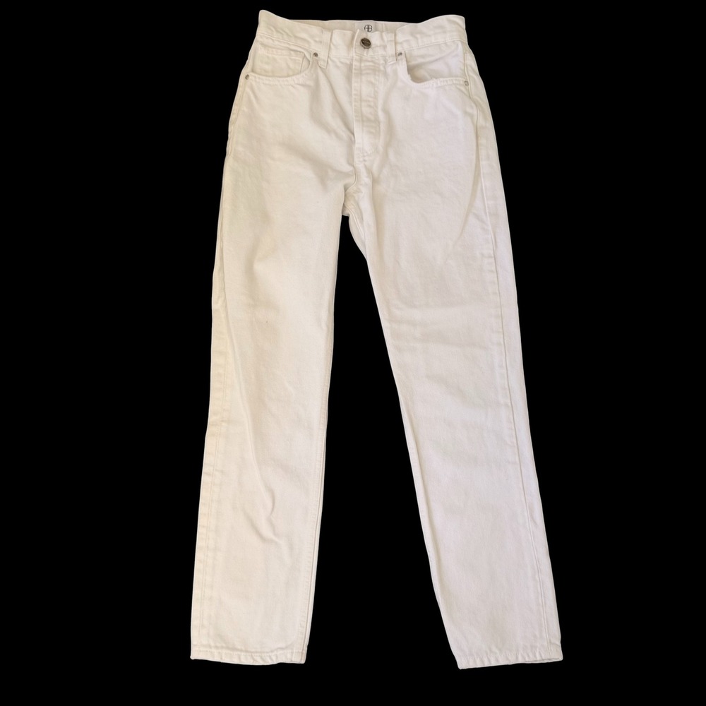 Anine Bing‎ White High Waisted Straight Leg Rigid Denim Jeans Size 25